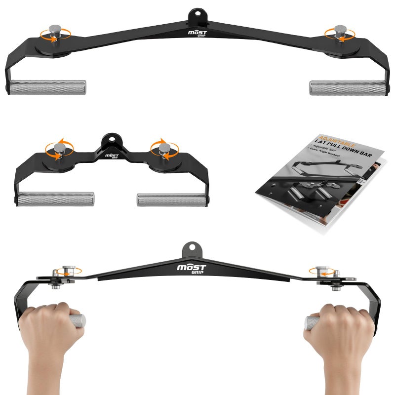 MOST GRIP Lat Pull Down Bar Set with 360Â° Rotatable Handles, Lat Pulldown Attachments for Whole Back Training, Heavy-Duty Locking LAT Pulldown Bars for Home Gym Cable - Image 1