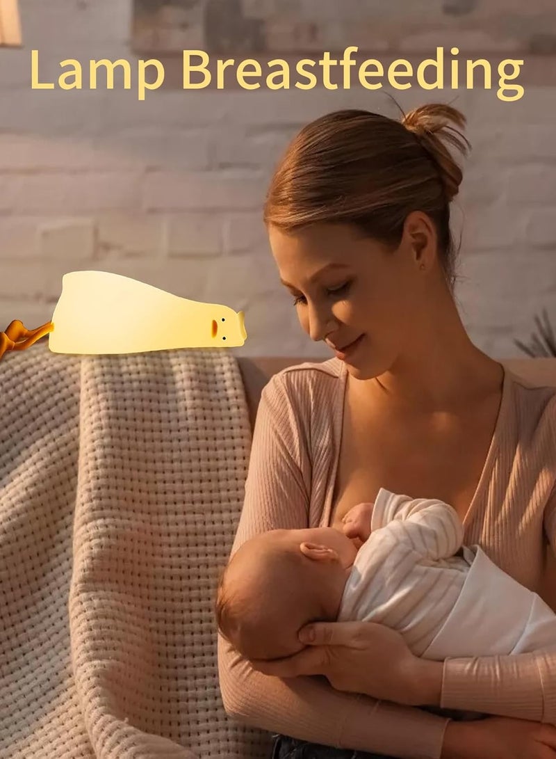 ELTRAZONE Lying Flat Duck Night Light, Cute Silicone Duck Lamp, LED Nursery Nightlight, Dimmable Bedside Touch Lamp, Rechargeable Light Up Duck for Breastfeeding, Toddler & Kids Room Decor – Soft & Safe Night Light for Babies - Image 5