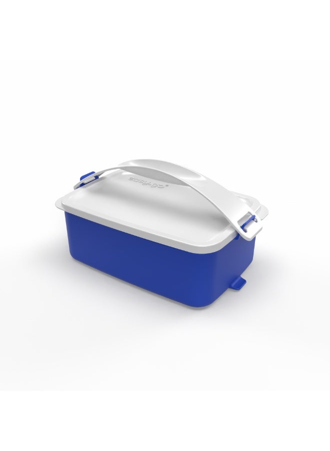 EasyGO Easy-Go 1.5L Portable Lunch Box with Handle – Sectioned - Microwave, Freezer & Dishwasher Safe - Azure Blue - Image 2