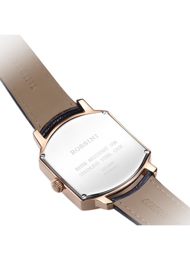 ROSSINI Men'S Quartz Watch With White Dial And Leather Strap 520 Gift For Boyfriend National Watch Calendar Square 121449 - Image 2