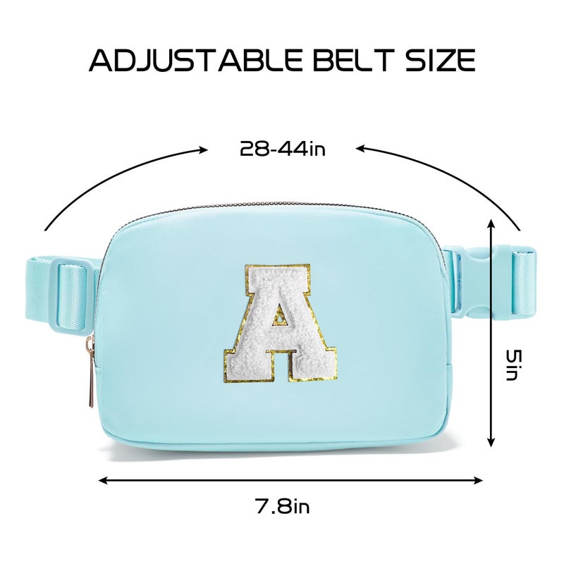 Gitus Birthday Gifts for 8 9 10 11 12 13 Year Old Girls Personalized Fanny Pack Crossbody Bags with Initial Letter Patch Belt Bag for Teen Girls Cute Trendy Stuff Travel Essentials (Icingblue-A) - Image 2