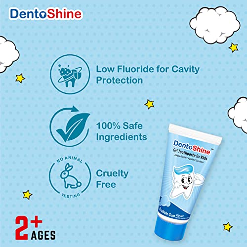 DentoShine Gel Toothpaste for Kids | Pack of 3 Flavors (Strawberry, Mango & Bubblegum (fun pack), 80g each) | IDA Accepted | Ages 2+ - Image 3
