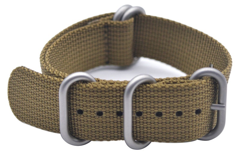 ArtStyle Watch Band with 1.5mm Thickness Quality Nylon Strap and Heavy Duty Brushed Buckle (Khaki, 20mm) - Image 1