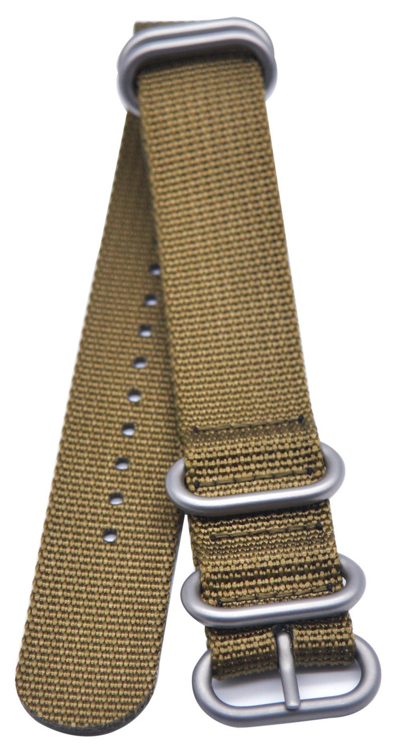 ArtStyle Watch Band with 1.5mm Thickness Quality Nylon Strap and Heavy Duty Brushed Buckle (Khaki, 20mm) - Image 3