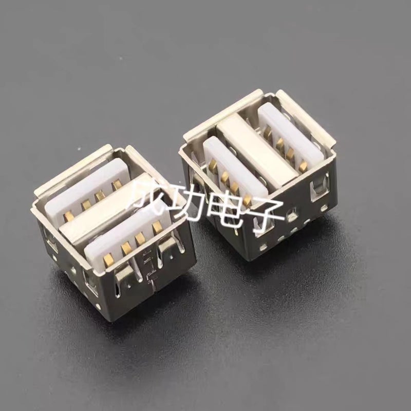 Double-layer USB Female Socket Straight Edge Roll Mouth 180 Degree Short Body 6-pin Straight Plug 10.5MM USB Connector Flat mouth - Image 1