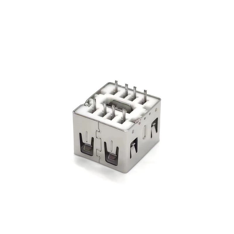Double-layer USB Female Socket Straight Edge Roll Mouth 180 Degree Short Body 6-pin Straight Plug 10.5MM USB Connector Flat mouth - Image 3
