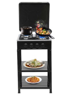 Generic Stainless Steel Outdoor Propane Burner Set with Four Portable Gas Stoves Stabilized PVC Stove Top Two Layer Hob Non Slip Foot Mat Safe Removable Bracket and Compatibility with Most Pots and Pans.  - Image 1