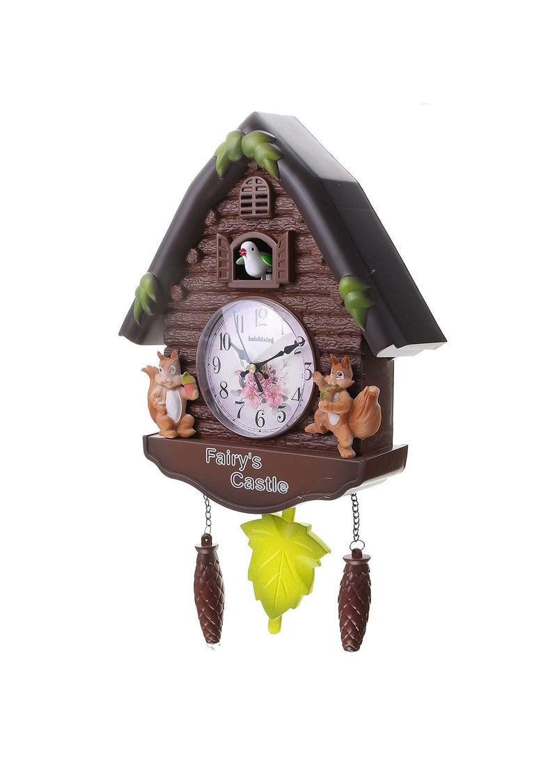 Three Secondz Three Secondz Plastic Cuckoo Squirrel Wall Living Bird Analog Alarm Clock Bell Fixed Door Does Not Open Or Close 26Cm X 42Cm Squirrel Brown  - Image 2