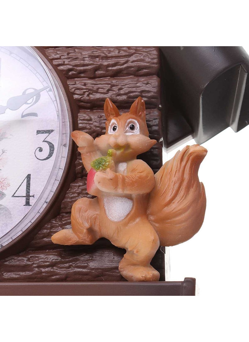 Three Secondz Three Secondz Plastic Cuckoo Squirrel Wall Living Bird Analog Alarm Clock Bell Fixed Door Does Not Open Or Close 26Cm X 42Cm Squirrel Brown  - Image 3