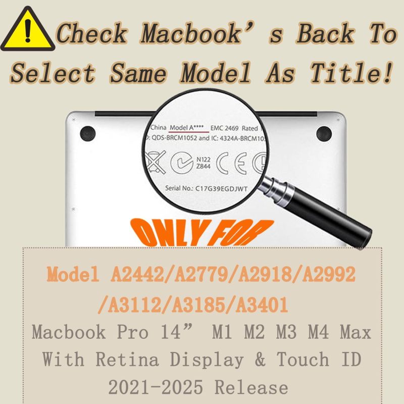 متوافق مع حافظة صلبة من جلد التمساح لجهاز MacBook Pro (متوافقة مع M4/M3/M2/M1 Max، A2442/A2779/A2918/A2992/A3112/A3185/A3401، 2021-2025) أسود - Image 3