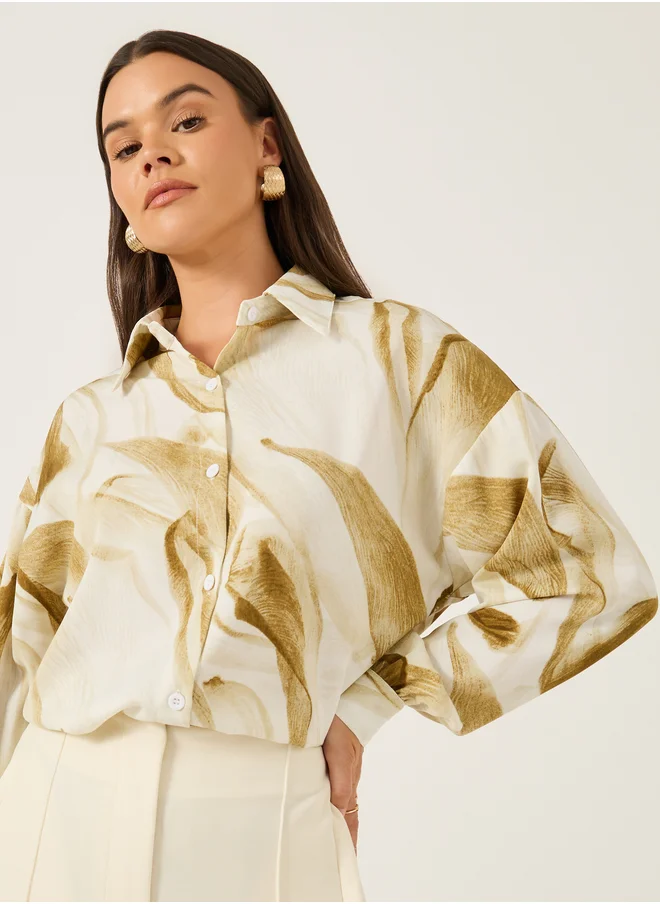 ستايلي Printed Spread Collar Regular Fit Shirt