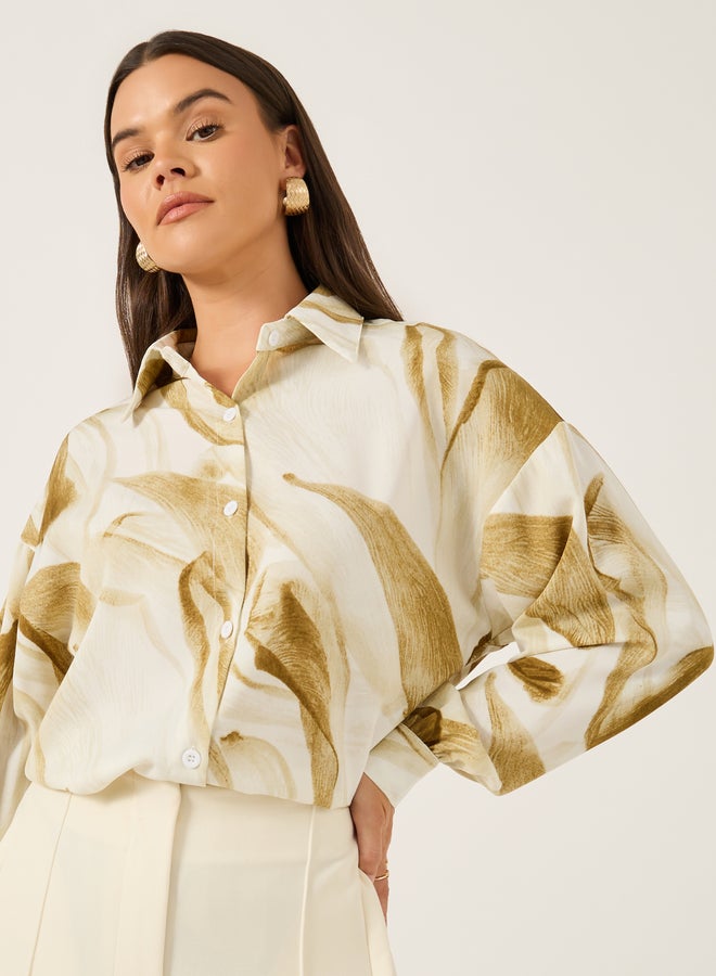 Styli Printed Spread Collar Regular Fit Shirt - Image 1