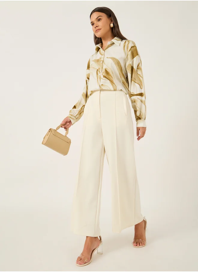 ستايلي Printed Spread Collar Regular Fit Shirt