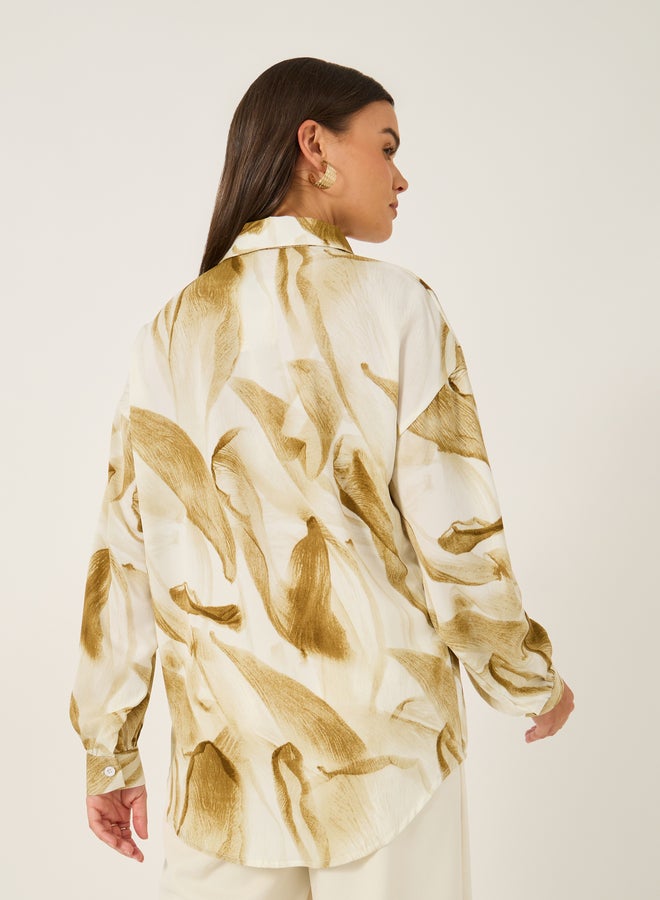 Styli Printed Spread Collar Regular Fit Shirt - Image 5