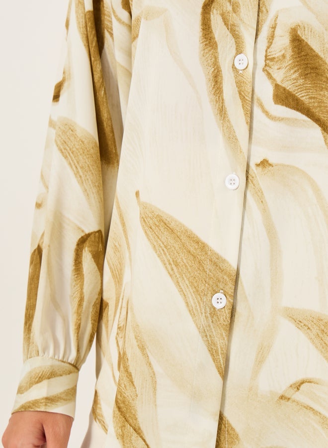 Styli Printed Spread Collar Regular Fit Shirt - Image 4