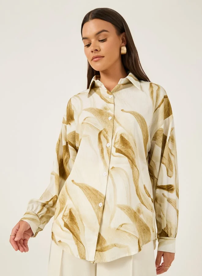 Styli Styli Printed Spread Collar Regular Fit Shirt