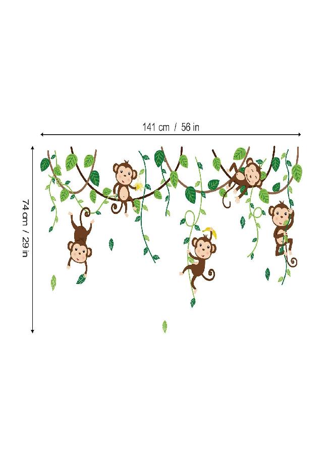 decalmile decalmile Monkey Climbing Tree Wall Decals Jungle Animals Wall Stickers Kids Room Baby Nursery Bedroom Wall Decor - Image 2