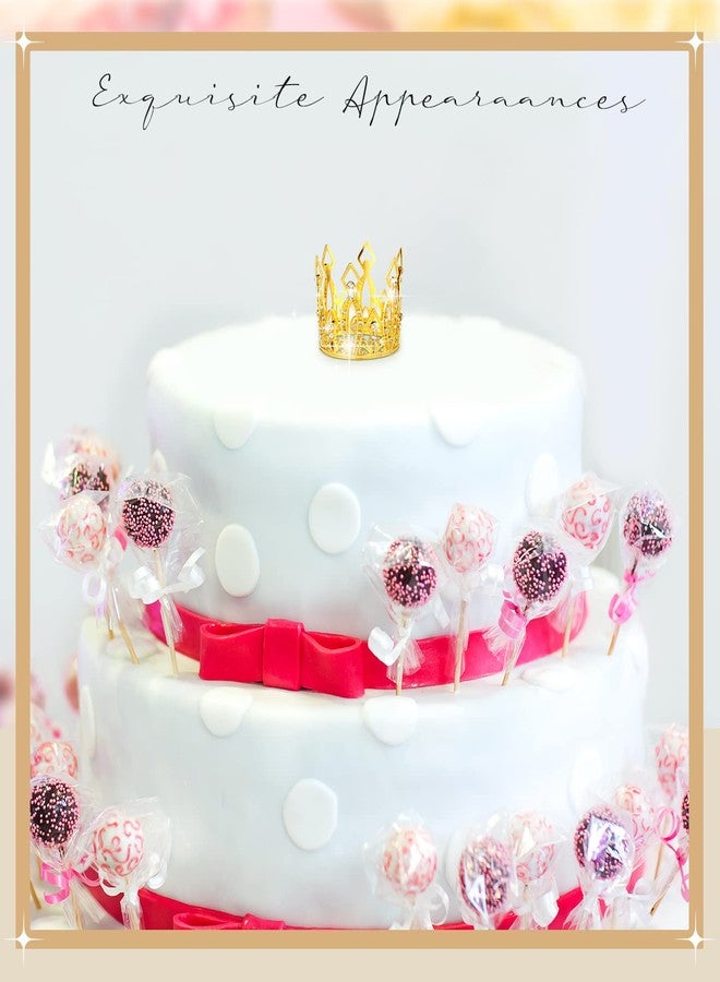 Maitys 4 Pieces Crown Cake Topper Mini Queen Tiara Birthday Cake Decoration Crystal Crown for Women Lady Bridal Wedding Royal Themed Decor Birthday Party(Gold) - Image 5