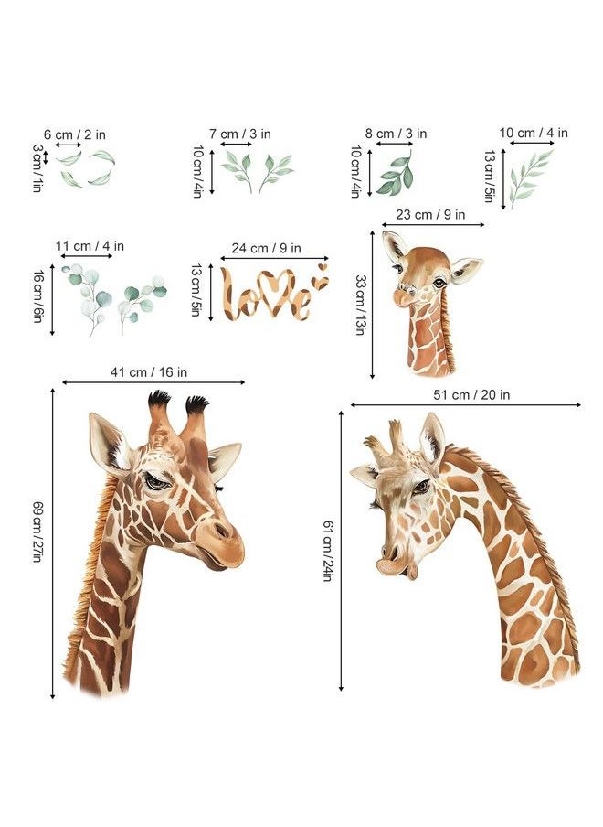 decalmile - Jungle Animals Giraffe Wall Decals Safari Animal Giraffe And Leaves Wall Stickers Baby Nursery Kids Room Living Room Wall Decor - Image 1