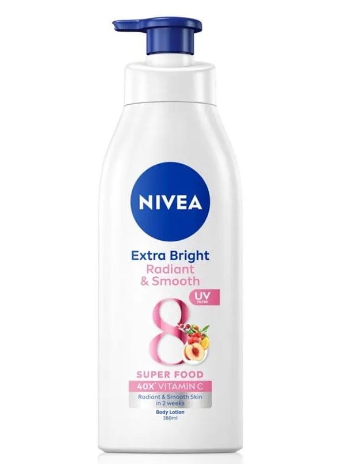 Nivea EXTRA BRIGHT RADIANT & SMOOTH 8 SUPER FOOD BODY LOTION 380ml - Image 1