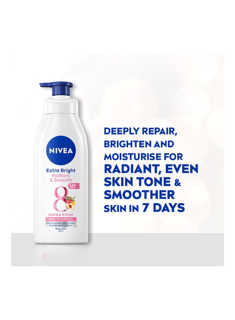 Nivea EXTRA BRIGHT RADIANT & SMOOTH 8 SUPER FOOD BODY LOTION 380ml - Image 3