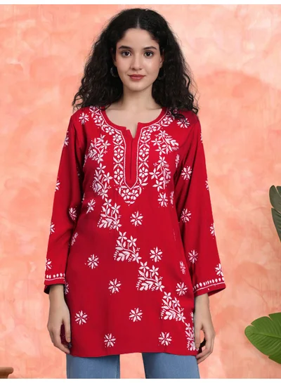 Alaya Women Chikankari Hand Embroidered Rayon Kurti -AL4071