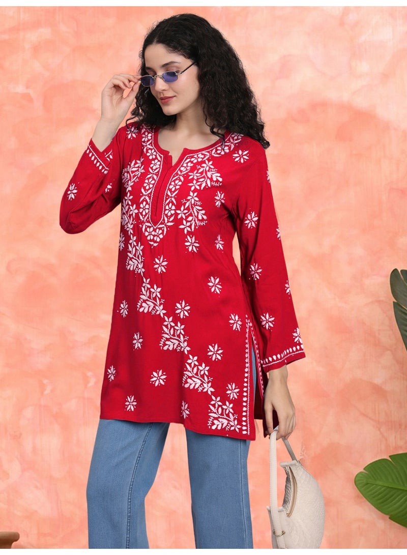 الايا كرتي مطرزة يدوياً من رايون شيكانكاري للنساء - Image 2