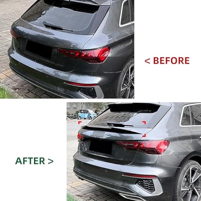 AUSMILA Rear Trunk Middle Spoiler Wing Body Kit For Audi A3 8Y Sportback 2021-2024 - Image 3
