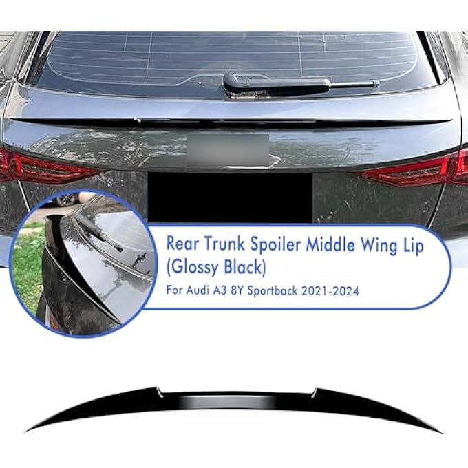 AUSMILA Rear Trunk Middle Spoiler Wing Body Kit For Audi A3 8Y Sportback 2021-2024 - Image 4