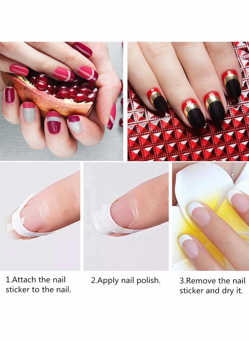 KASTWAVE - French Manicure Nail Art Stickers, Self-adhesive Nail Sticker Tips for Manicure Decoration DIY Tools (Moon Shape Design) White Half-Moon Shaped Manicure - Image 1