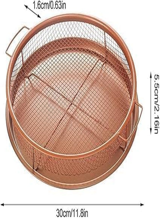 HEBEZON Round CRI py Tray Frying Ba ket Non Tick Oil Drain Pan Deep Fry Food Rack Oven Baking Tray Metal CRI per Ba ket for Kitchen Oil Removal Healthy Cooking Tool - Image 2