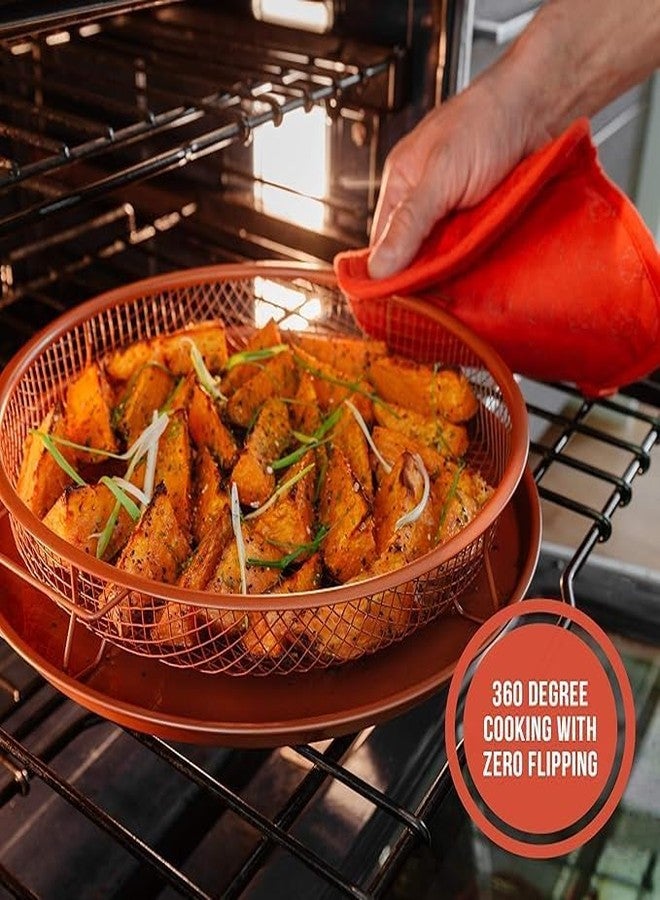 HEBEZON Round CRI py Tray Frying Ba ket Non Tick Oil Drain Pan Deep Fry Food Rack Oven Baking Tray Metal CRI per Ba ket for Kitchen Oil Removal Healthy Cooking Tool - Image 4