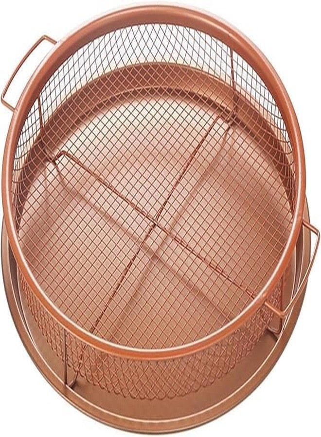 HEBEZON Round CRI py Tray Frying Ba ket Non Tick Oil Drain Pan Deep Fry Food Rack Oven Baking Tray Metal CRI per Ba ket for Kitchen Oil Removal Healthy Cooking Tool - Image 1
