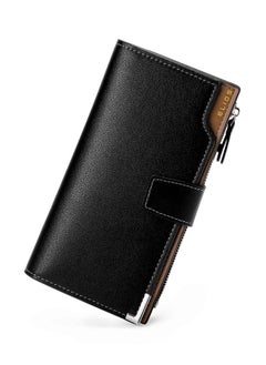 Elios Elios Women 24 Card Slots Large Capacity PU Leather Clutch Wallet Card Phone Holder Organizer Ladies Purse (Black)  - Image 1