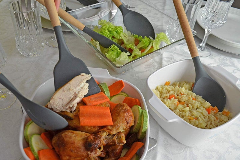 Whitecloud TRANSFORMING HOMES® 12pcs Wooden Handle Silicone Cooking Spoon Set High Temperature Resistant Silicone Spatula Kitchen Utensils (Purple) - Image 4