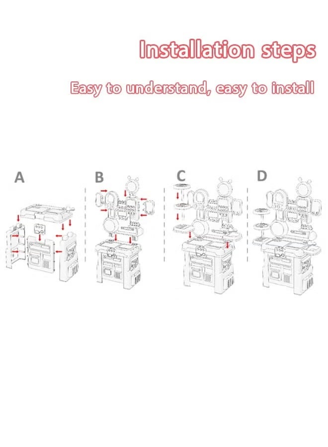 52pcs Supermarket Shop Grocery Pretend Toy,Home Pretend Supermarket Accessories and Toy Stand Role Playing Set Toys for Children,Pretend game toys, realistic 3 types of music multifunctional children's toy table, tool table set 3, 4, 5, 6, male and female children's toy game supermarket table - Image 4