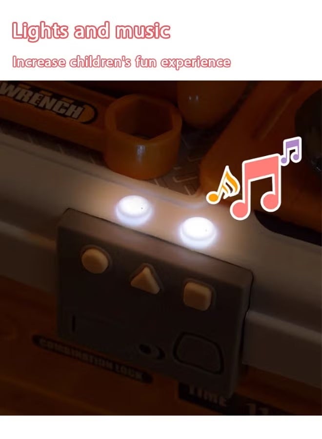 52pcs Supermarket Shop Grocery Pretend Toy,Home Pretend Supermarket Accessories and Toy Stand Role Playing Set Toys for Children,Pretend game toys, realistic 3 types of music multifunctional children's toy table, tool table set 3, 4, 5, 6, male and female children's toy game supermarket table - Image 3