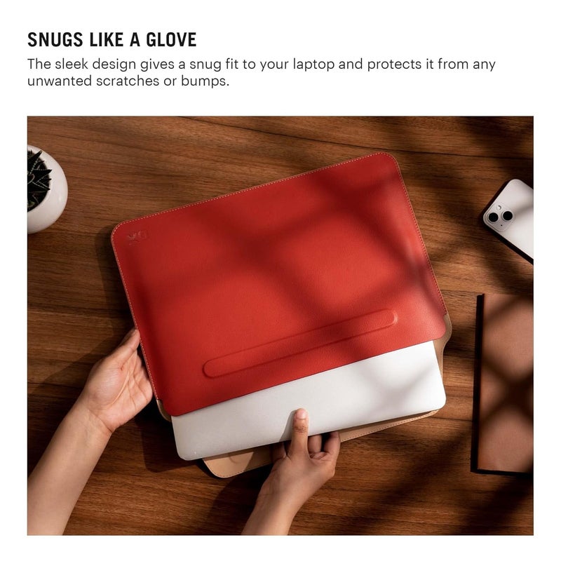 Daily Objects غطاء ظرفي قابل للتثبيت لجهاز MacBook Pro مقاس 14 بوصة | جلد صناعي خفيف الوزن بلون الطين الأحمر الصلب لأجهزة اللابتوب و iPads | إغلاق مغناطيسي علوي قابل للطي | تصميم أنيق متين ومقاوم للماء - Image 5