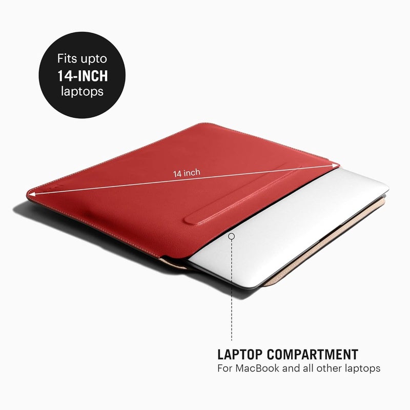 Daily Objects غطاء ظرفي قابل للتثبيت لجهاز MacBook Pro مقاس 14 بوصة | جلد صناعي خفيف الوزن بلون الطين الأحمر الصلب لأجهزة اللابتوب و iPads | إغلاق مغناطيسي علوي قابل للطي | تصميم أنيق متين ومقاوم للماء - Image 2