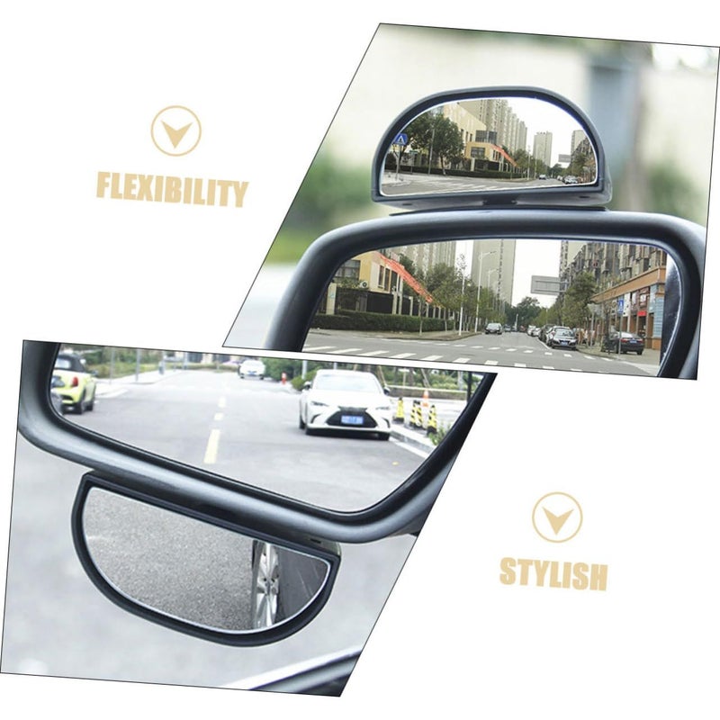 2Pcs Adjustable Car Mirror Wide Angle Rear View Suction Cup Black Accessory - Image 4