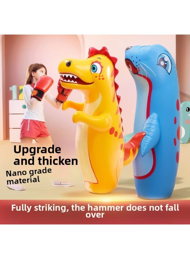 Sandbag Tumbler Decompression Sandbag Adult Home Boxing Training Equipment Kidsren's Fitness Inflatable Boxing Column Cool-Color:[upgraded Nano Material + Gloves] Green Dinosaur ★ Comes With Air Pump + Repair Patch  - Image 2
