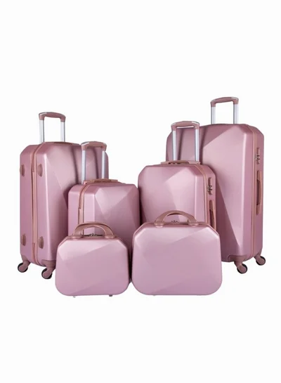 LIMRA Hardside 6 Piece Luggage Trolley Set Rosegold
