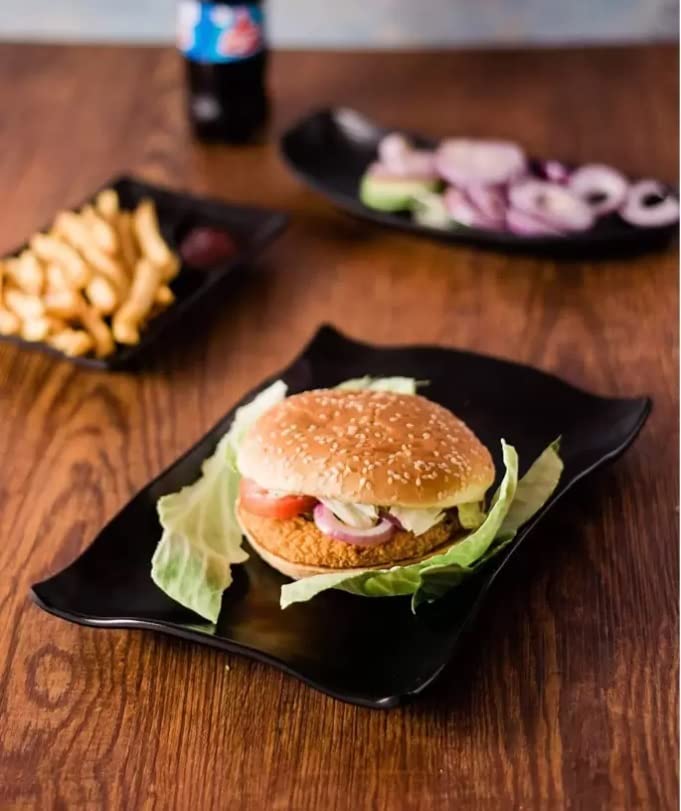 PAUL SONS Hospitality Snacks Serving Platter Melamine Black Home Kitchen/Restaurant Small(Size 9x5.5) Pack of 1Pc - Image 1