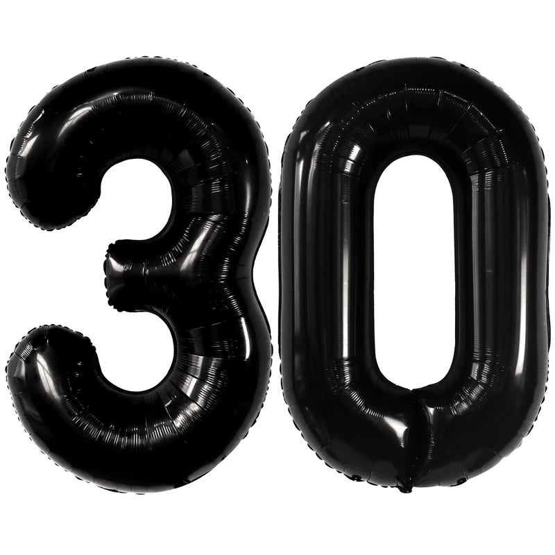 Katchon Black 30 Balloon Numbers 40 Inch Black 30th Birthday Balloons 30th Birthday Decorations for Him Her Black Birthday Decorations 30th Anniversary Decoration - Image 3