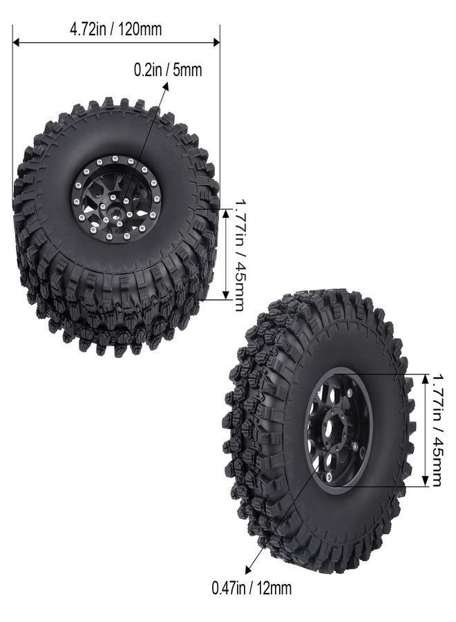 HobbyPark 1.9 Beadlock Wheels and Tires Height 4.72inch 120mm Soft Rubber Good Grip, Mounting Tool for TRX4 Axial SCX10 II III Redcat Gen8 Gen7 1/10 RC Crawler w/Foam,Set of 4 (Black Rings) - Image 2