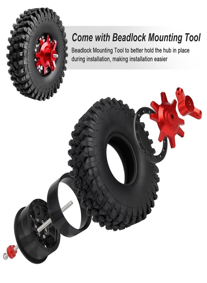 HobbyPark 1.9 Beadlock Wheels and Tires Height 4.72inch 120mm Soft Rubber Good Grip, Mounting Tool for TRX4 Axial SCX10 II III Redcat Gen8 Gen7 1/10 RC Crawler w/Foam,Set of 4 (Black Rings) - Image 4