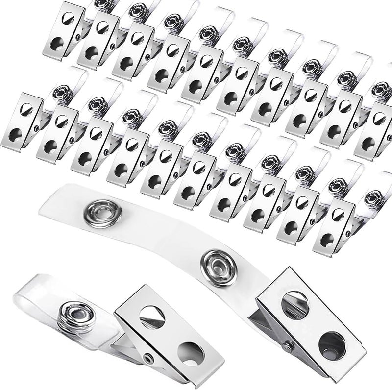 Easytle 100 Metal Badge Clips with Clear PVC Straps - Double Holes ID Clips for Badges & Name Tags - Image 1