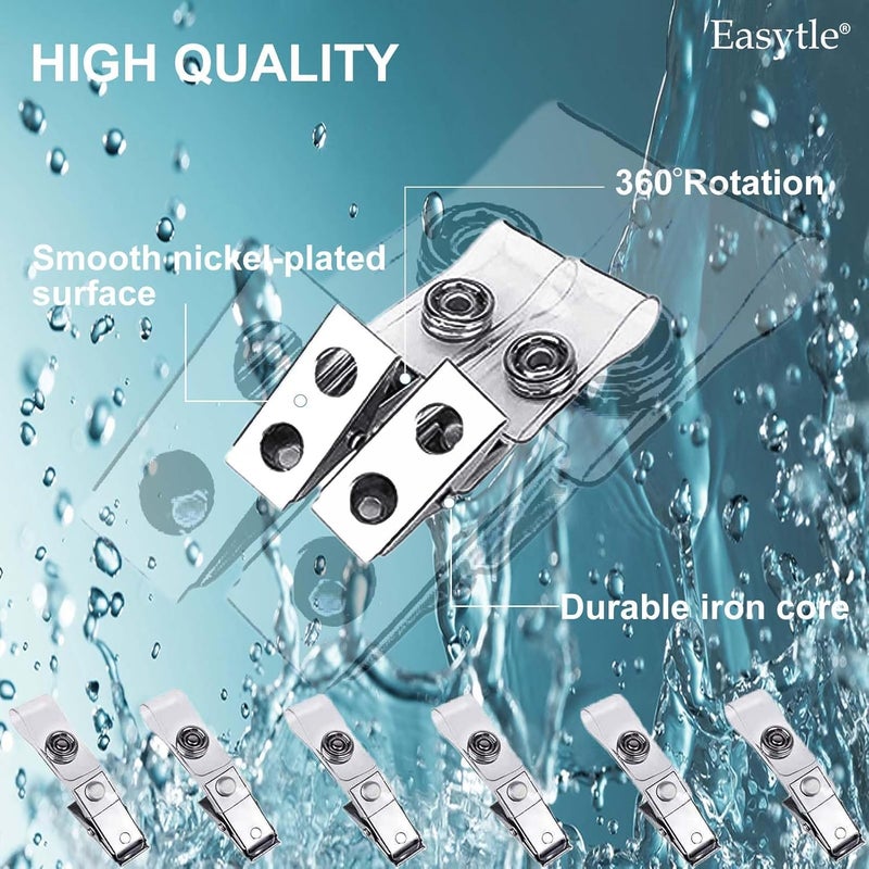 Easytle 100 Metal Badge Clips with Clear PVC Straps - Double Holes ID Clips for Badges & Name Tags - Image 4