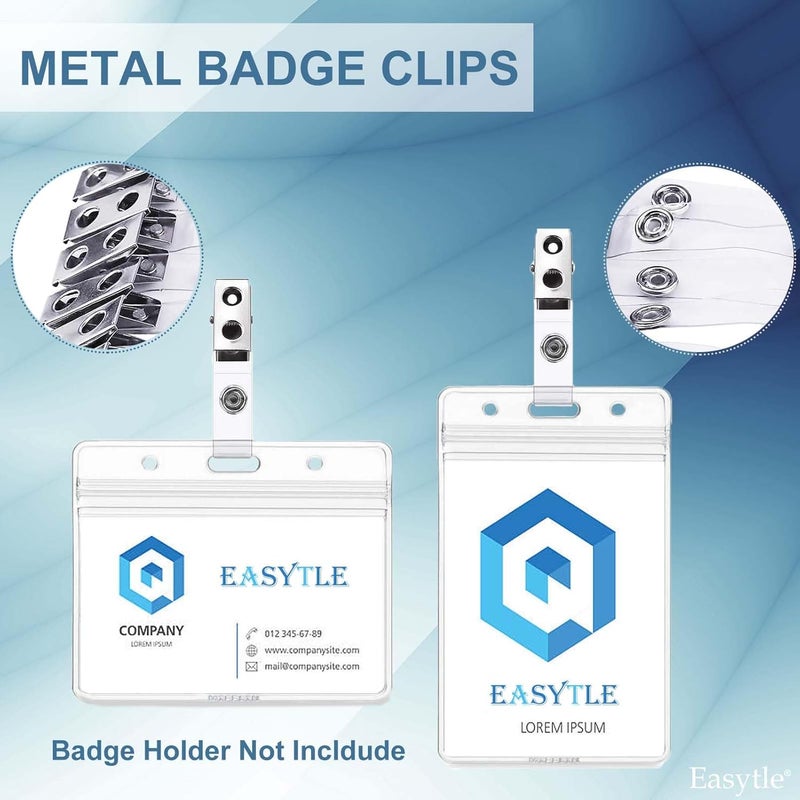 Easytle 100 Metal Badge Clips with Clear PVC Straps - Double Holes ID Clips for Badges & Name Tags - Image 5