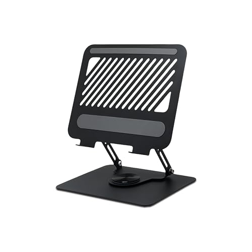 Geonix Trek T2 Foldable Laptop Stand with 360° Rotating Base | Multi-Angle & Height Adjustable Design | Improves Air Flow | Carbon Steel Build with Non-Slip Pads | Support Upto 17 inch (Black) - Image 1
